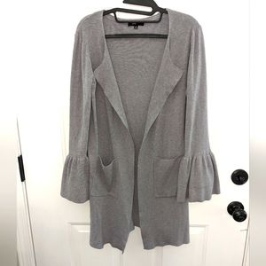 Fate Bell Annastasia Ruffle Bell  Sleeve open front Cardigan Grey Size Medium